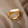 Natural White Shell Ring Rings For Women Stainless Steel Gold Color Geometry Finger Ring 2023 Trend Wedding Jewerly