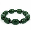 Natural XinJiang hetian jade QingYu Buddha head catenary Double sided tone Lucky Stretch Elastic Bracelet Fashion Jewelry