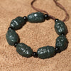 Natural XinJiang hetian jade QingYu Buddha head catenary Double sided tone Lucky Stretch Elastic Bracelet Fashion Jewelry