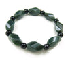 Natural XinJiang hetian jade QingYu Buddha head catenary Double sided tone Lucky Stretch Elastic Bracelet Fashion Jewelry