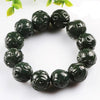Natural XinJiang hetian jade QingYu Guanyin head catenary hand strings stone Lucky Stretch Elastic Bracelet Fashion Jewelry