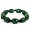 Natural XinJiang hetian jade QingYu lotus PiXiu catenary hand strings stone Lucky Stretch Elastic Bracelet Fashion Jewelry