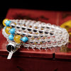 Natural Yellow STONE and White Crystal Multi-layers Bracelet Prayer Beads bracelet Fashion Jewelry