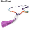 Natural Yellow Tiger Eye Stone Round Beads Long Chains Rough Crystal Nugget Pendant Tassel Chakra Necklace Fashion Party Jewelry