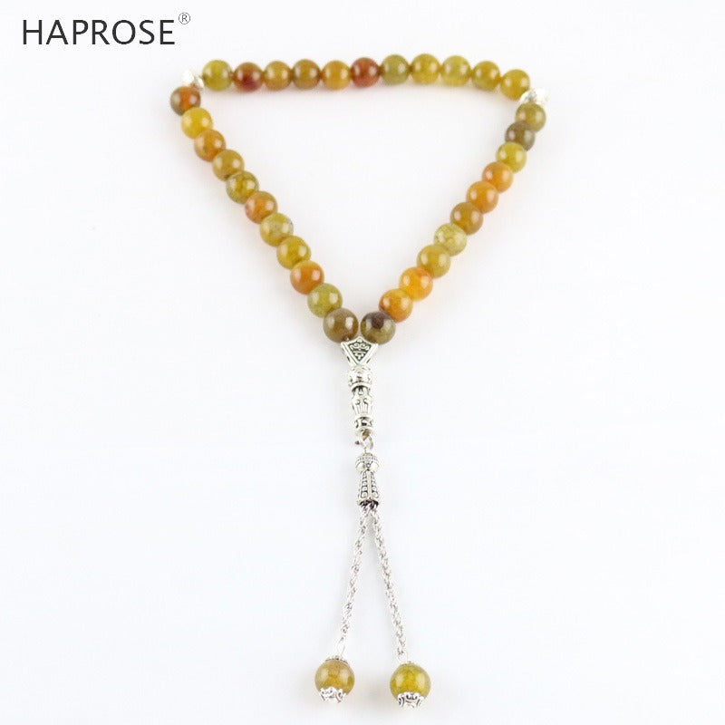 Natural agate Material Round Shape 33 Prayer Beads Islamic Muslim Jewelry Tasbih Masbaha Allah Rosary Tesbih 6-12MM