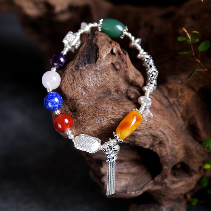 Natural beeswax bracelet Sterling silver original DIY authentic Baltic Amber hand string of a map of a gift certificate