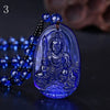 Natural blue crystal Necklace Natural Stone Pendant Buddha Guardian Ball Chain Lucky Gift Crystal Carved Fine Ladies Jewelry Men