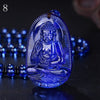 Natural blue crystal Necklace Natural Stone Pendant Buddha Guardian Ball Chain Lucky Gift Crystal Carved Fine Ladies Jewelry Men