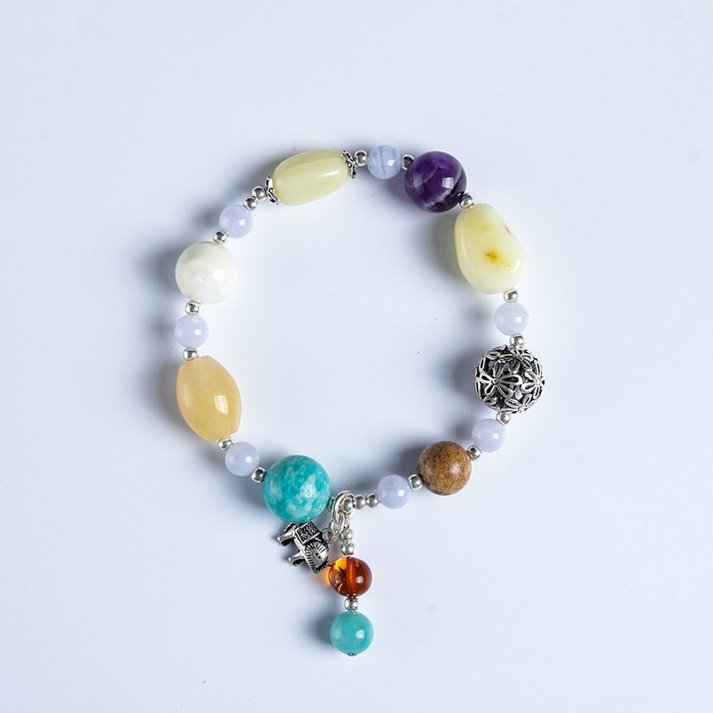 Natural chicken oil yellow honey wax hand string Buddha beads DIY bracelet national wind female models amber beads around