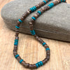 Natural coconut shell turquoise spacer beads surfer necklace fashion tribal jewelry for men and women