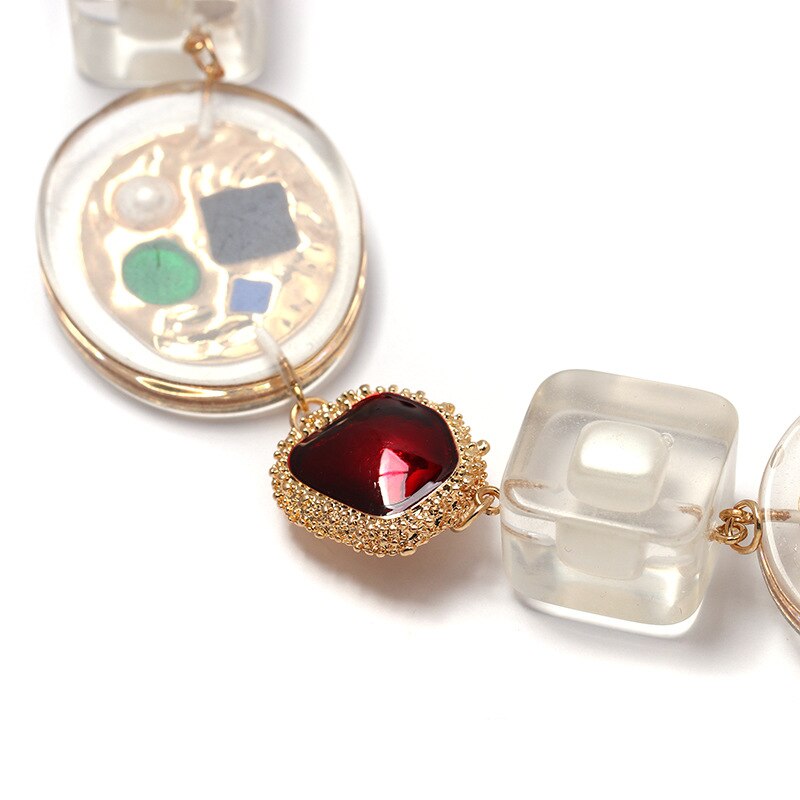 Natural colored crystal string necklace rope chain irregular shape charm pendant for the female necklace