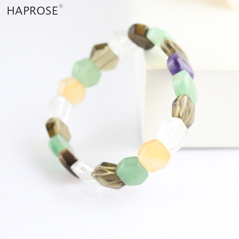 Natural crystal Bracelet 8mm Creative Jewelry Woman Dancing Bracelet Red and green Gemstone Scrub Agate Couple Bracelet