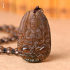 Natural crystal pendant Smoky Quartz Necklace Natural Stone Pendant Buddha Guardian Ball Chain Lucky GiftCarved Women Jewelry