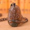 Natural crystal pendant Smoky Quartz Necklace Natural Stone Pendant Buddha Guardian Ball Chain Lucky GiftCarved Women Jewelry