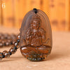 Natural crystal pendant Smoky Quartz Necklace Natural Stone Pendant Buddha Guardian Ball Chain Lucky GiftCarved Women Jewelry