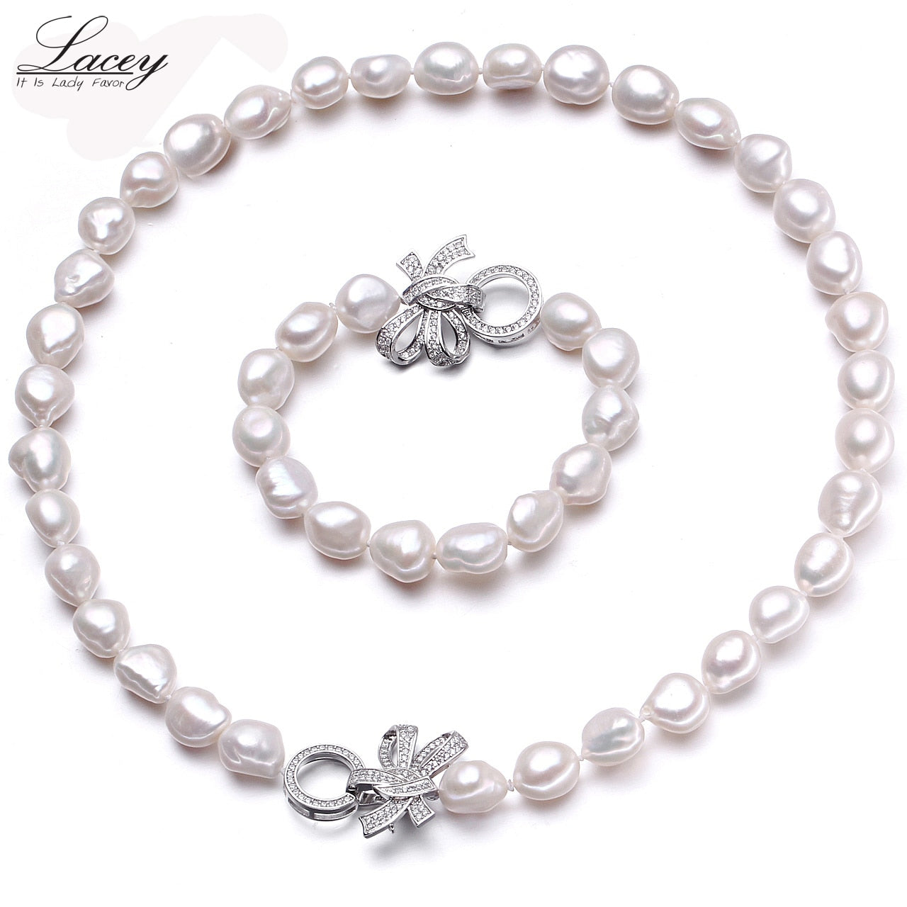 Natural cultured pearl jewelry sets women baroque10-11mm pearl sets bracelet necklace jewelry fine jewelry