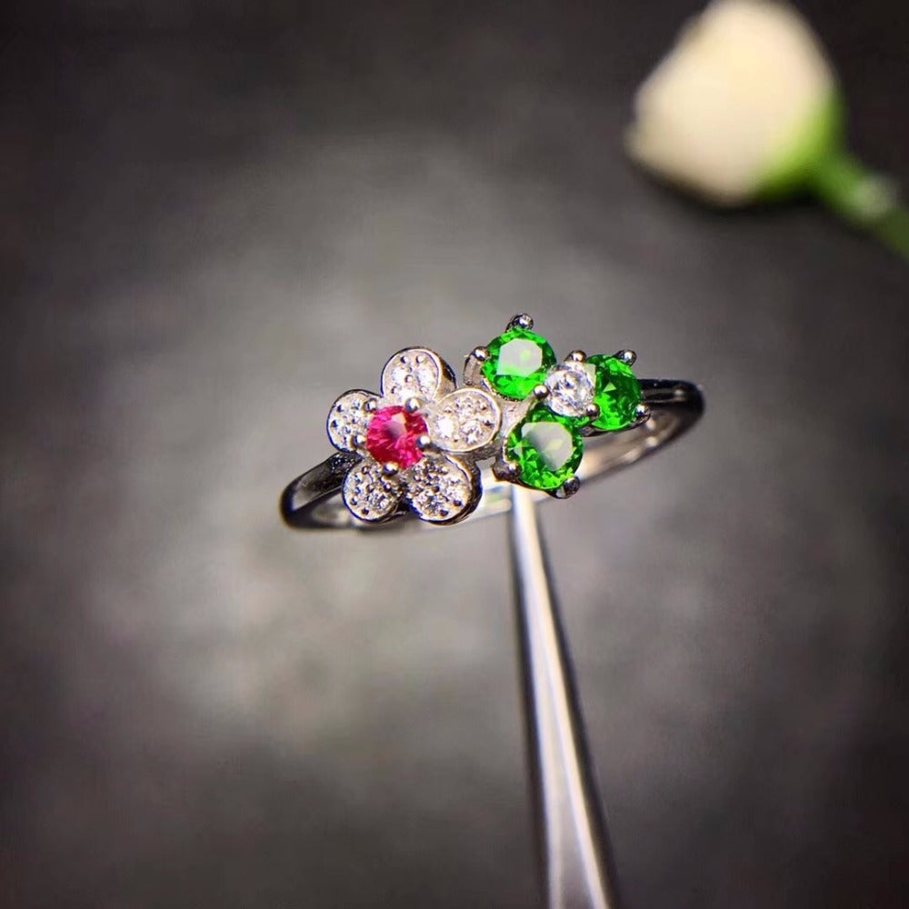 Natural emerald ring luxury style 5X7mm 925 silver Columbia origin 1ct