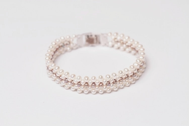 Natural Handmade Exquisite pearl bracelet women jewelry Multicolor pearl bracelet 925 silver jewelry wedding gift