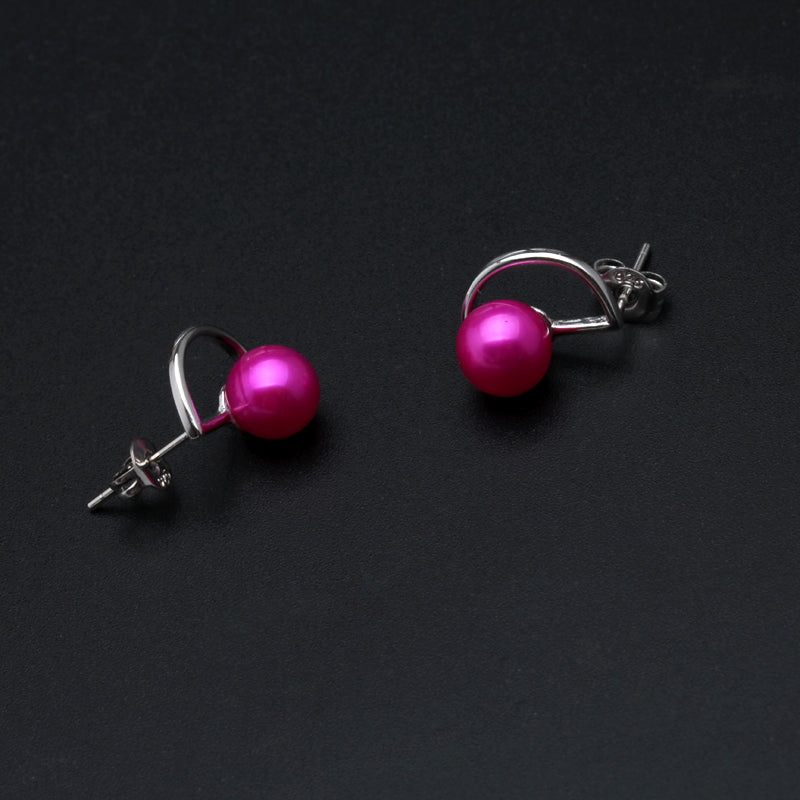 Natural pearl earrings for women,customized colorful round pearl earrings 925 silver for christmas gift