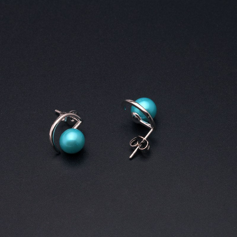 Natural pearl earrings for women,customized colorful round pearl earrings 925 silver for christmas gift