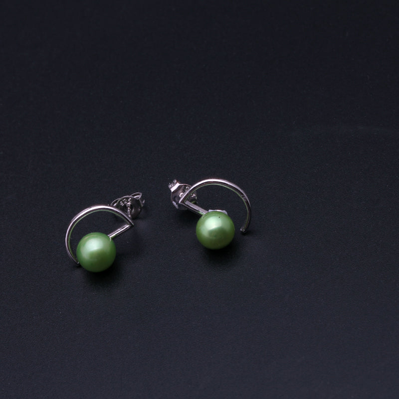 Natural pearl earrings for women,customized colorful round pearl earrings 925 silver for christmas gift