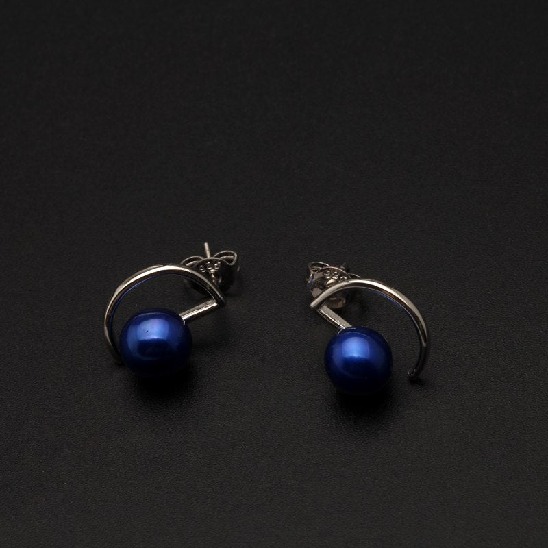 Natural pearl earrings for women,customized colorful round pearl earrings 925 silver for christmas gift