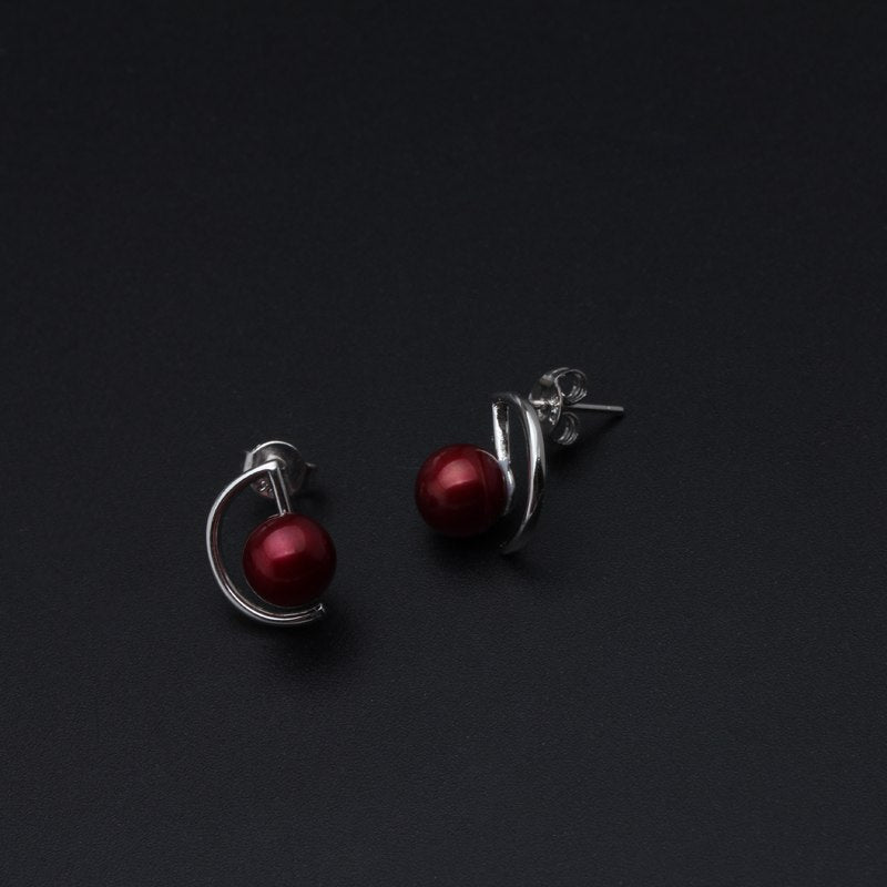 Natural pearl earrings for women,customized colorful round pearl earrings 925 silver for christmas gift