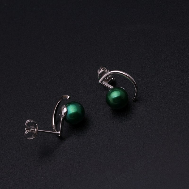 Natural pearl earrings for women,customized colorful round pearl earrings 925 silver for christmas gift