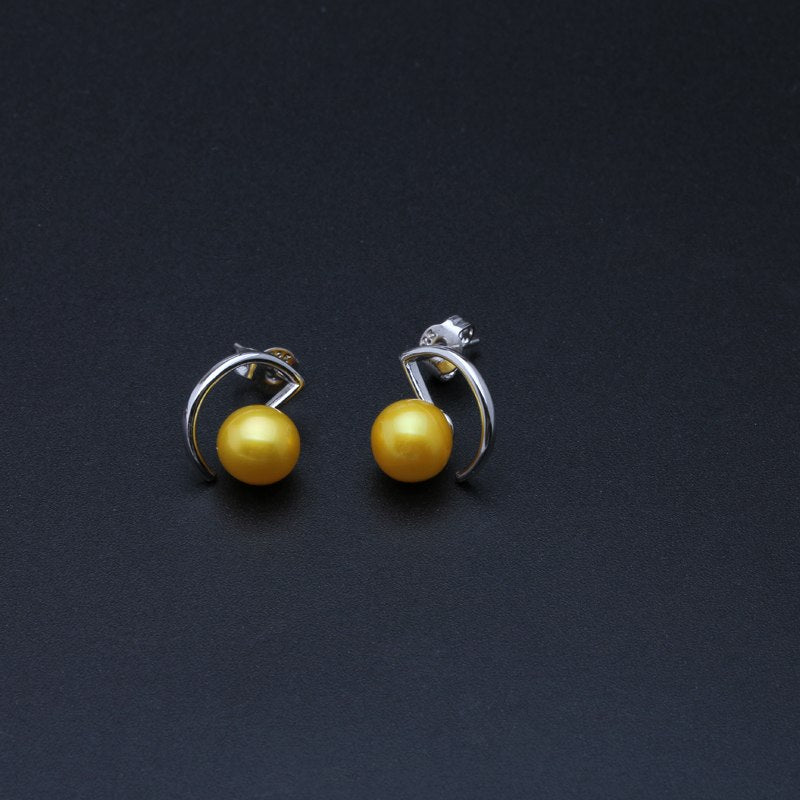 Natural pearl earrings for women,customized colorful round pearl earrings 925 silver for christmas gift