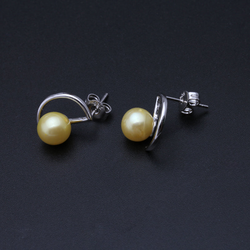 Natural pearl earrings for women,customized colorful round pearl earrings 925 silver for christmas gift