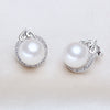 Natural pearl earrings silver 925 for women,white pearl stud earrings mother of pearl jewelry wife birthd gifts