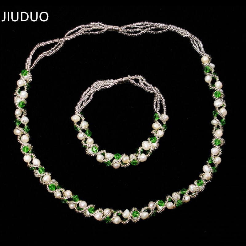 Natural pearl necklace bracelet hand string two sets of crystal multi-layer 5-6 mm Japan and South Korea Pearl femal