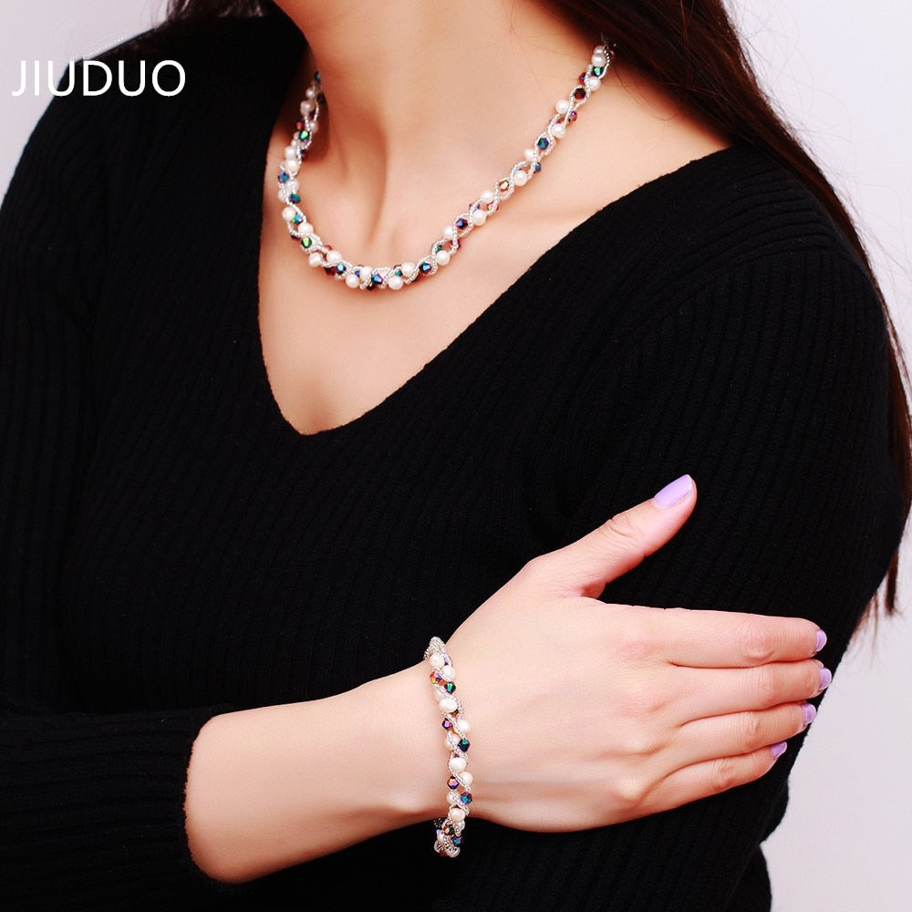 Natural pearl necklace pearl bracelet earrings set to send her mother gift female models in the elderly jewelry