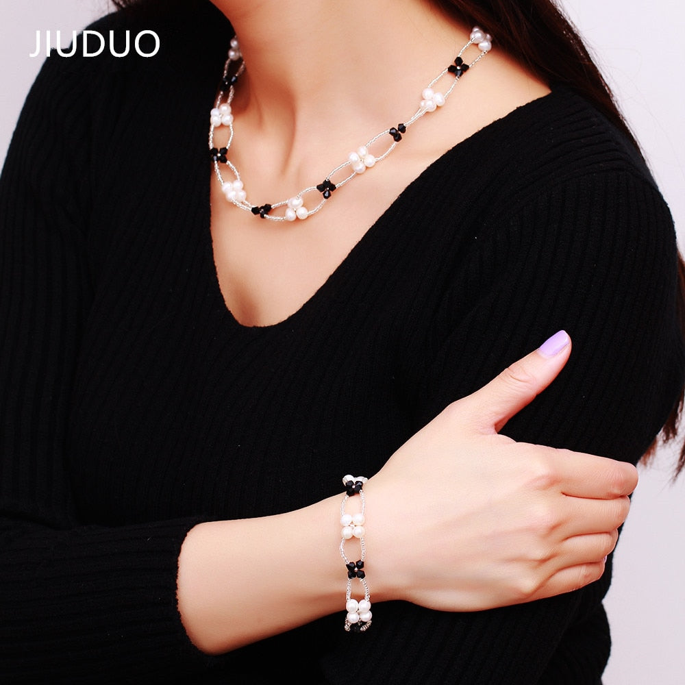 Natural pearl necklace pearl bracelet earrings set to send her mother gift female models in the elderly jewelry