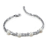 Natural pearls bracelet anklets for Mother women girls in 925 sterling silver Length 17.6cm+3cm