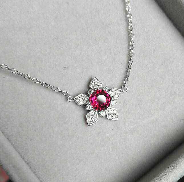 Natural green diopside Necklace Natural red garnet Pendant Necklace 925 sliver trendy small lovely star Girl party gift Jewelry