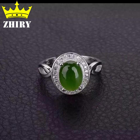 Natural green jasper ring Genuine solid 925 sterling silver woman gemstone rings Lady fine jewelry