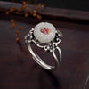 Natural hetian jade 925 sterling silver rings handmade vintage design white jade plum blossom rings for women charms jewelry