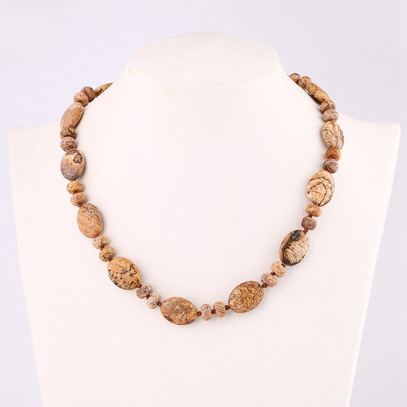 Natural jade necklace Vintage Crystal Power Chain Charm Reiki Men Statement Fine Jewelry 48cm Natural Stone Agate Jasper Beads