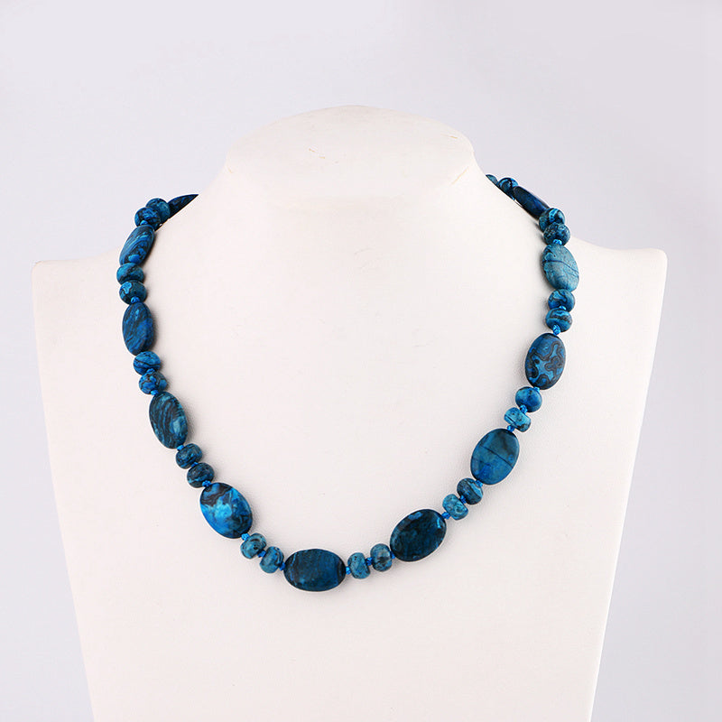 Natural jade necklace Vintage Crystal Power Chain Charm Reiki Men Statement Fine Jewelry 48cm Natural Stone Agate Jasper Beads