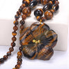 Natural jade necklace Women flower pendant Hand Carved Crystal Sweater chain 48cm Gift Fringe tassel With beads Ethnic Jewelry