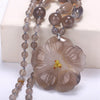 Natural jade necklace Women flower pendant Hand Carved Crystal Sweater chain 48cm Gift Fringe tassel With beads Ethnic Jewelry