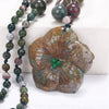 Natural jade necklace Women flower pendant Hand Carved Crystal Sweater chain 48cm Gift Fringe tassel With beads Ethnic Jewelry