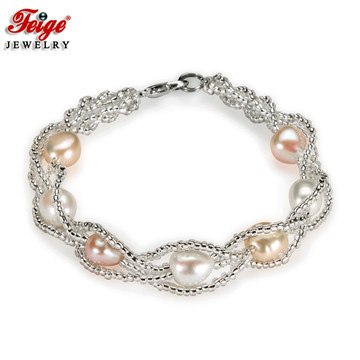 Natural multicolor pearls charm bracelets female for women's bangles party fine jewelry cultured pearl 7-8mm Feige