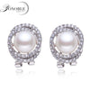 Natural pearl earrings 925 pearl earrings for women white big silver pearl earring jewelry girl birthd gift luxury