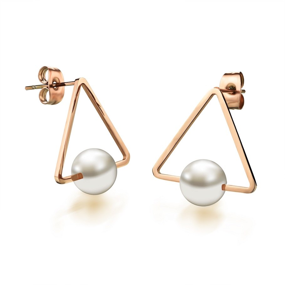 Natural pearl earrings stainless steel earrings for women stud earring large rose gold color earrings jewelry GE310