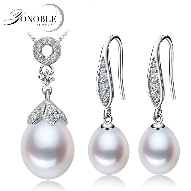 Natural pearl jewelry bridal jewelry set for women,pearl set 925 silver pendant earring conjuntos joyas de perlas