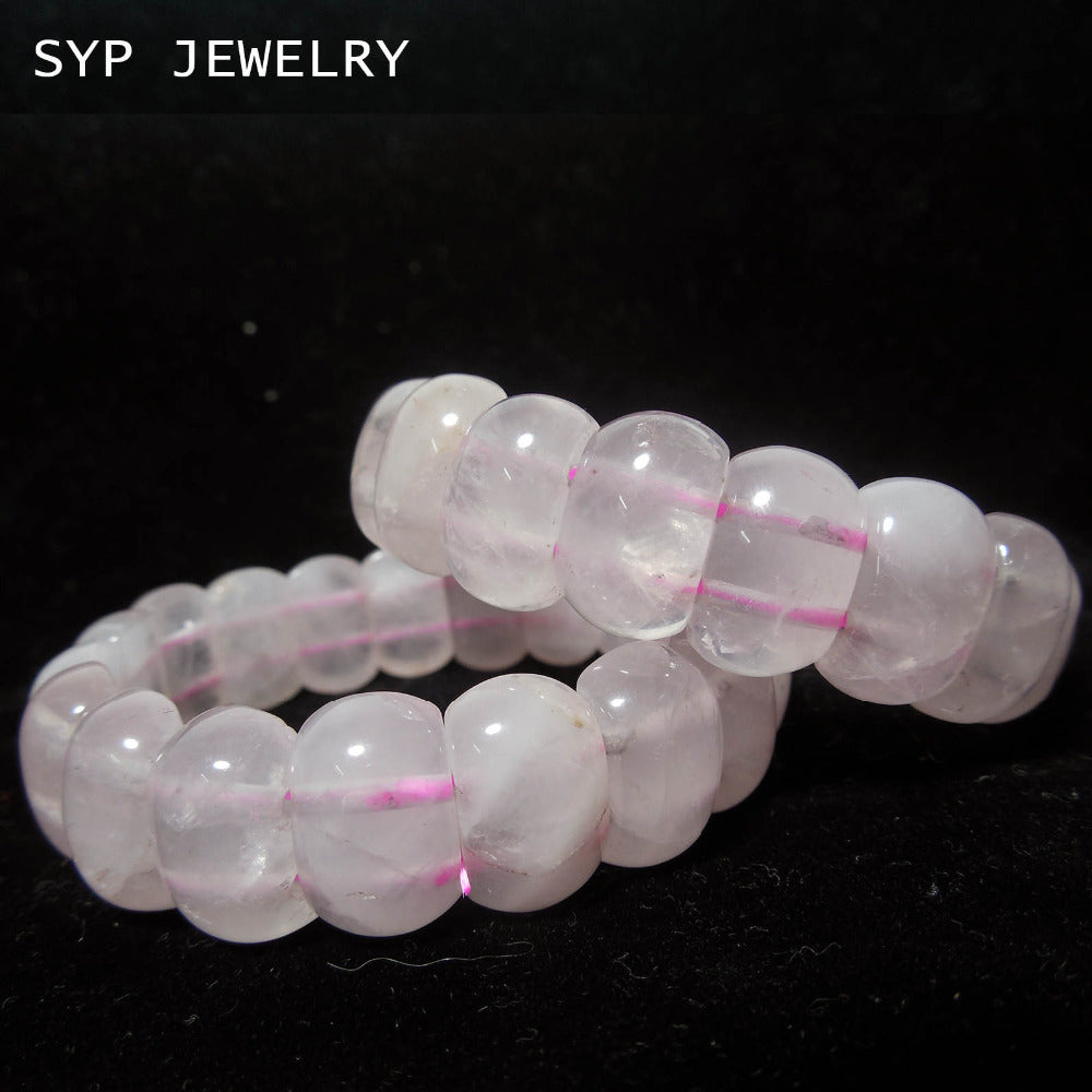 Natural pink quartz bracelet rose crystal elastic cord Geometry bead bangle for women party gift natural fashion beads jewelry