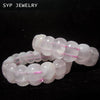 Natural pink quartz bracelet rose crystal elastic cord Geometry bead bangle for women party gift natural fashion beads jewelry