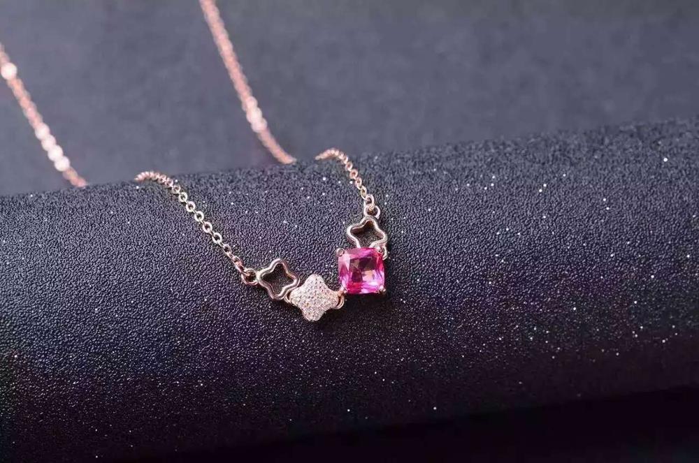 Natural pink topaz Necklace natural yellow crystal Pendant Necklace for Girls Ladies Elegant Fashion stars party fine Jewelry